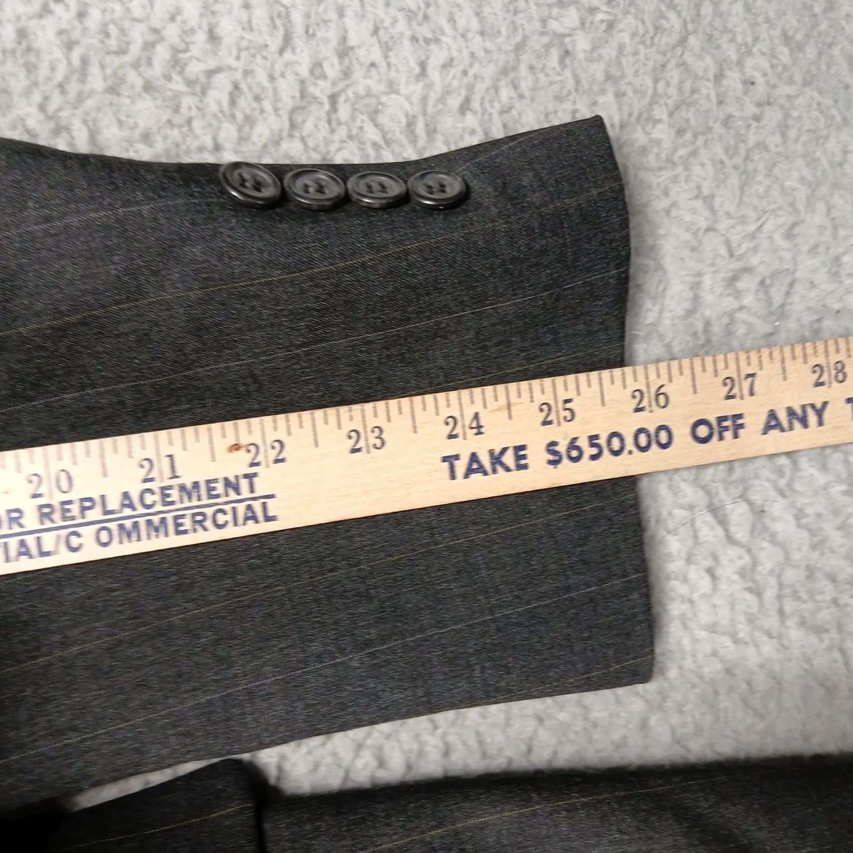 Jos. A. Bank Jos A. Bank Executive Collection Blazer Mens 42L Charcoal Gray Pinstripe Wool Two-Button Notch Lapel Suit Jacket Size 42R - 7 Thumbnail