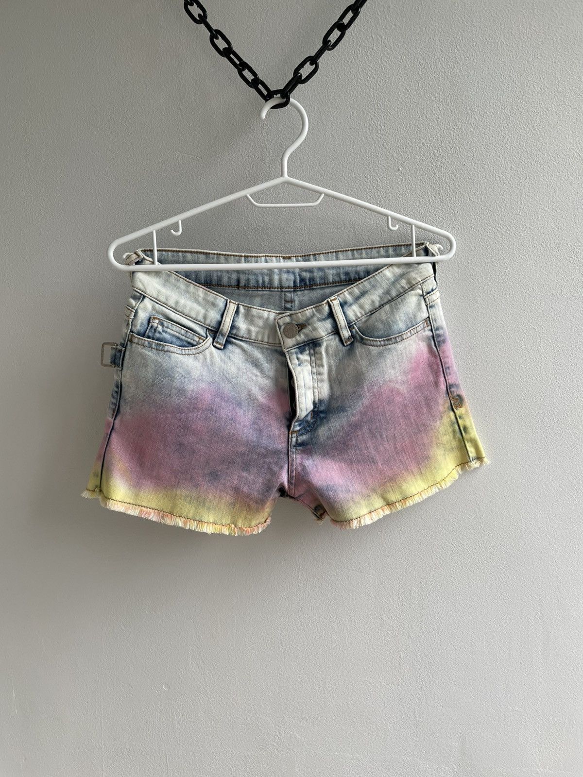 Designer × Zadig & Voltaire Zadig & Voltaire Gradient Denim Mini Short Multicilor Rare Size 34" / US 12 / IT 48 - 2 Thumbnail