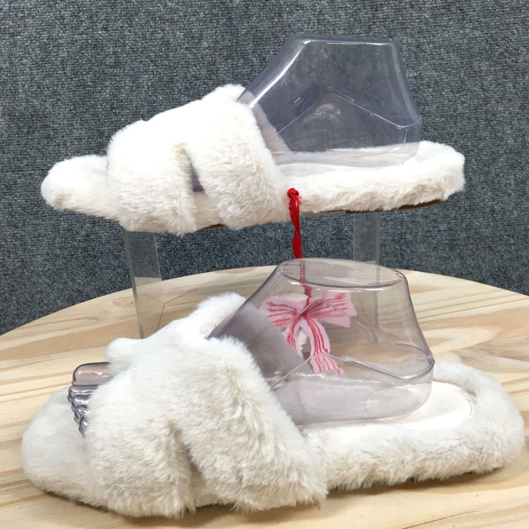 Vintage A New Day Sandals Womens 11 Stars Above Fuzzy Slide White Faux Fur RN17730 NEW Size US 9 / IT 39 - 2 Thumbnail