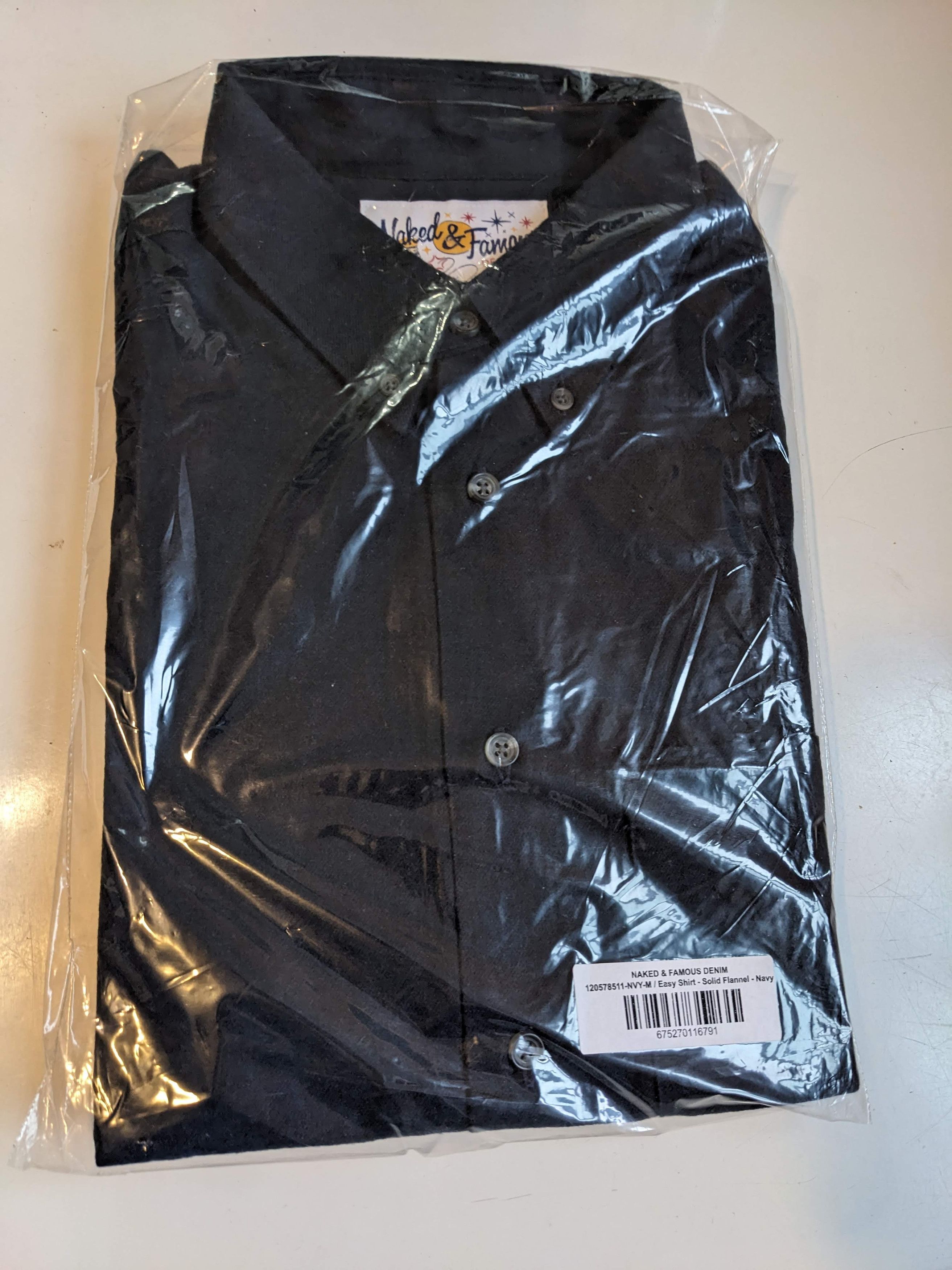 Naked & Famous Easy Shirt - Solid Flannel - Navy Size US M / EU 48-50 / 2 - 1 Thumbnail