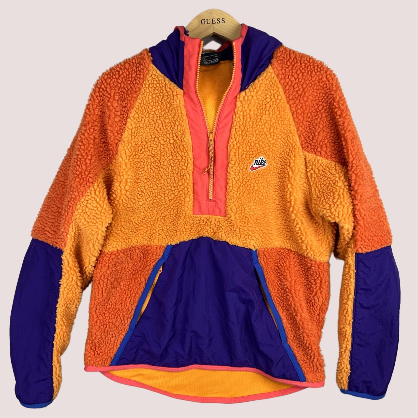 Nike Nike Jacket Mens Small Orange 1/2 Zip Hooded Fleece Sherpa Deep Pile Sportswear Jacket Size US S / EU 44-46 / 1 - 1 Thumbnail