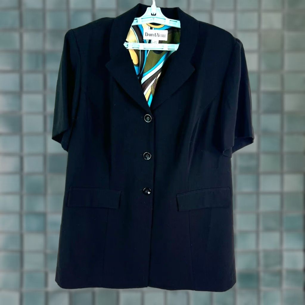Vintage Danny & Nicole Blazer Short Sleeve Black 14W Womens Size 36" / US 14 / IT 50 - 1 Thumbnail