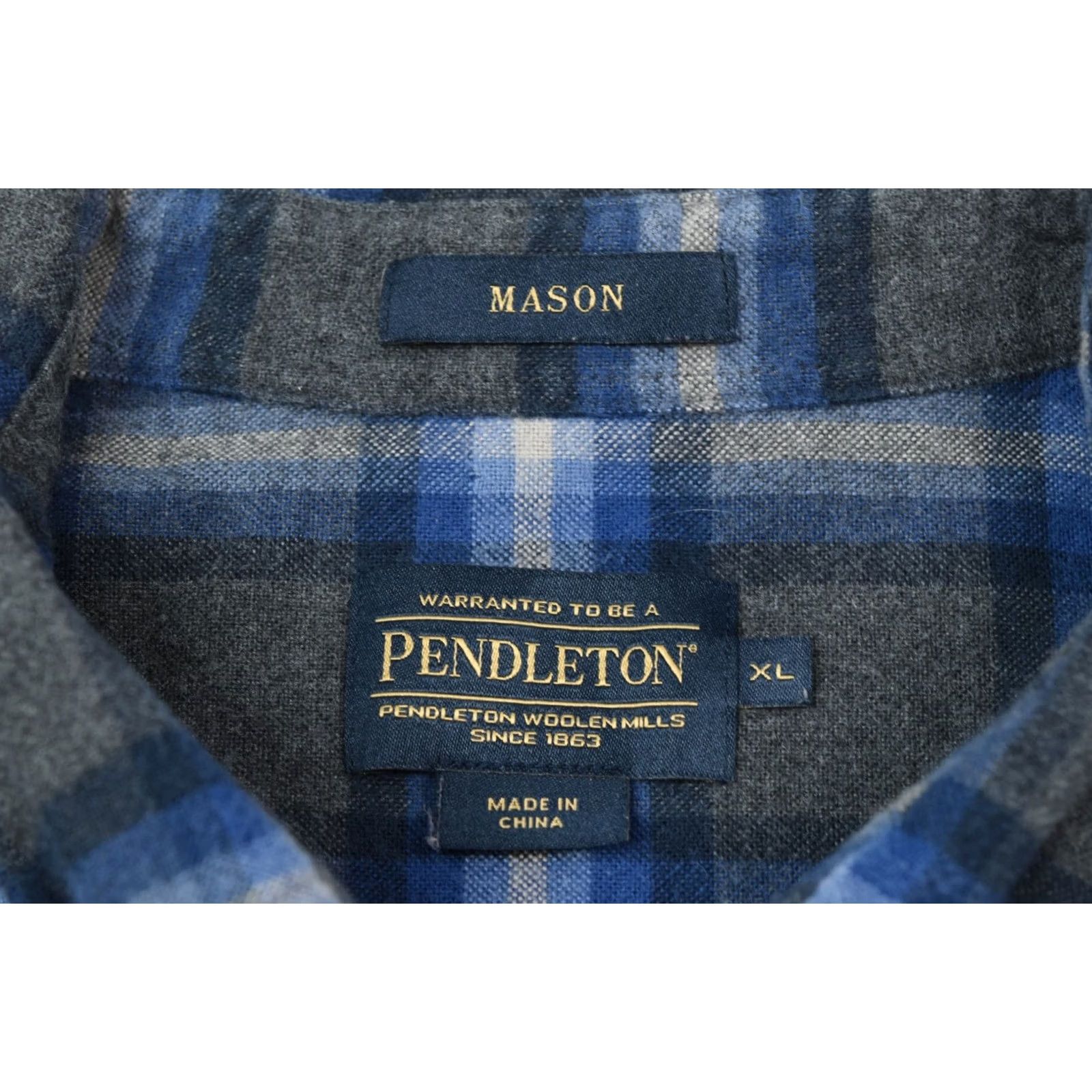 Pendleton Pendleton MASON Flannel Shirt Blue Gray Plaid Long Sleeve Cotton Mens XL Button-Up Shirt Size US XL / EU 56 / 4 - 6 Thumbnail