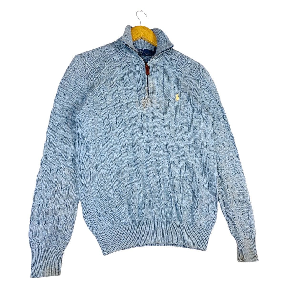 Polo Ralph Lauren × Vintage 💥 VTG POLO RALPH LAUREN CABLE KNIT HALFZIP Size US XS / EU 42 / 0 - 4 Thumbnail