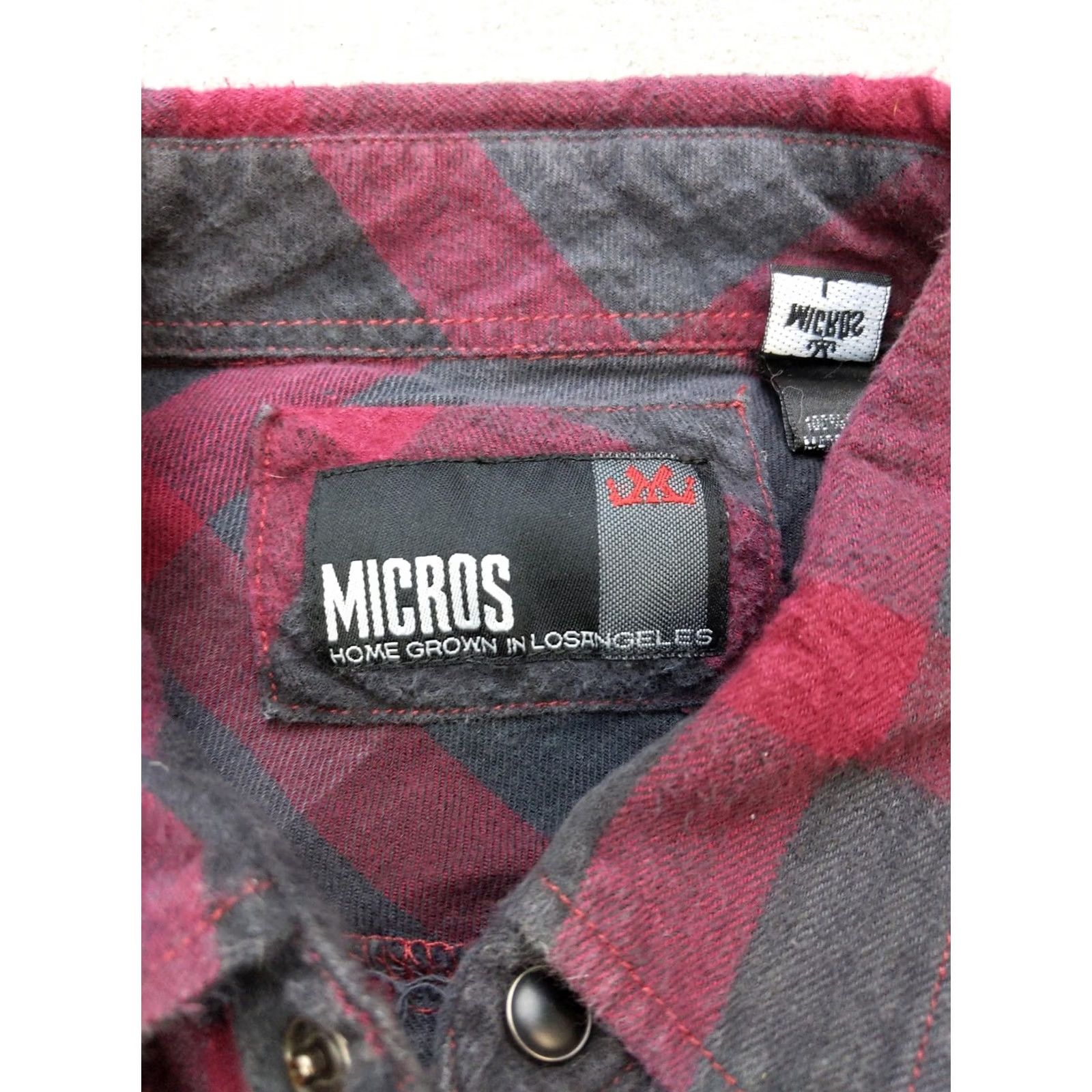 Vintage VINTAGE Micros Shirt Mens Large Red Plaid Flannel Snap Button Pocket Long Sleeve Size US L / EU 52-54 / 3 - 5 Thumbnail