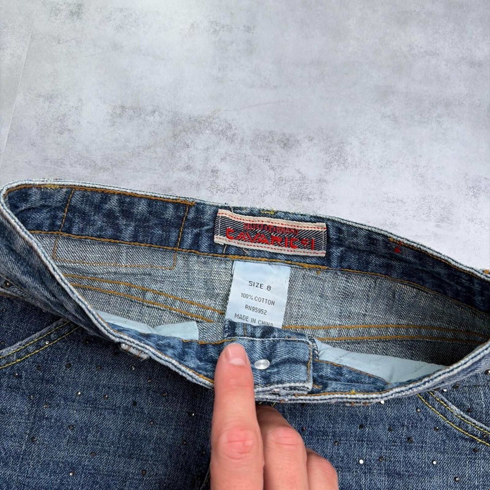 Other Y2K Cavaric Grunge Embellished Mini Denim Skirt Size 30" / US 8 / IT 44 - 5 Thumbnail