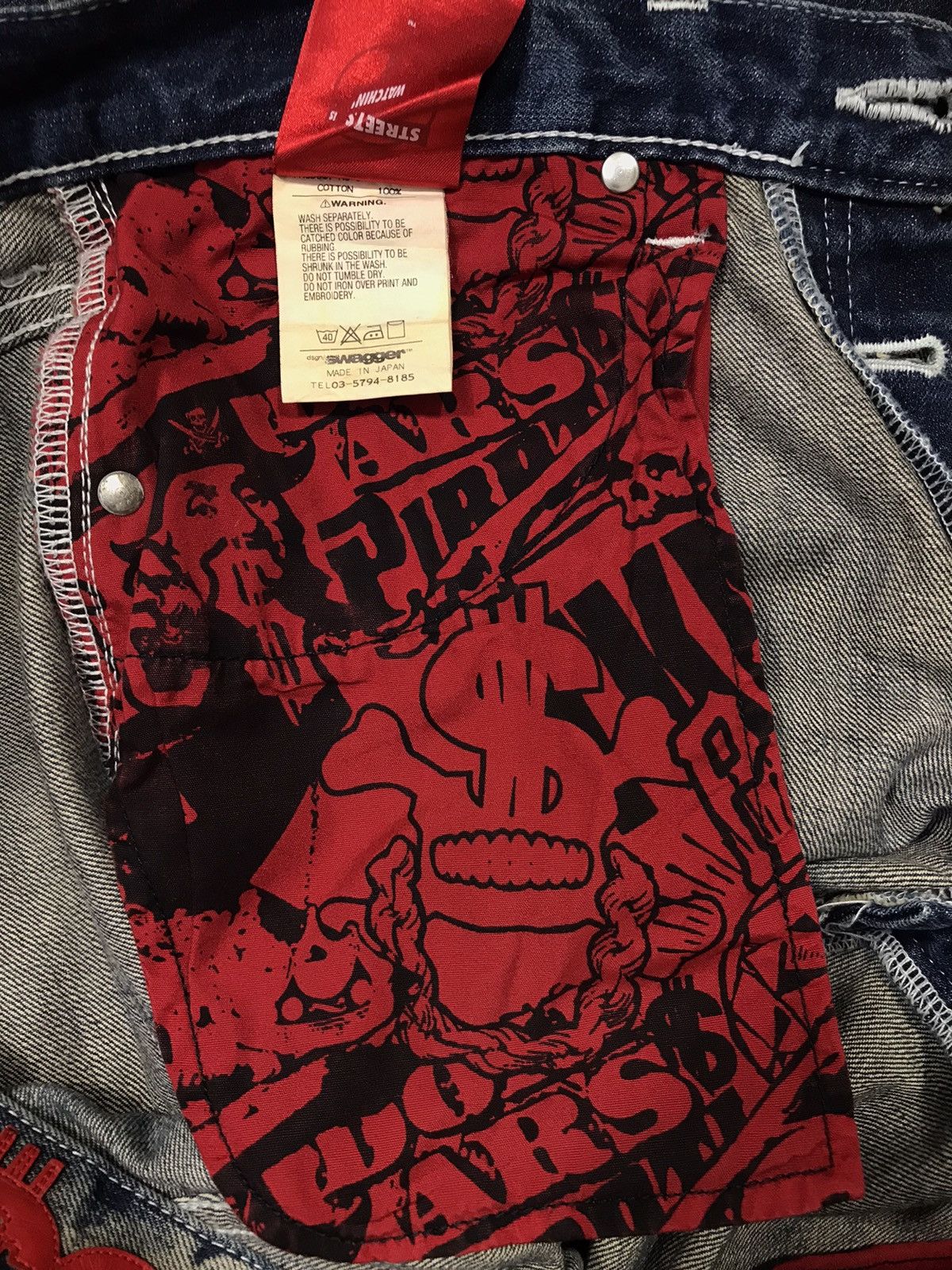 Japanese Brand Vtg Swagger Light Wash The Back Side Logo Money Jeans Size US 34 / EU 50 - 18 Thumbnail