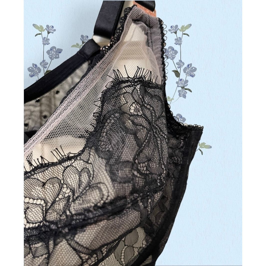 Unknown London New Smart and Sexy Black Beige Bra Lacy Signature Lace 40D Size ONE SIZE - 4 Thumbnail