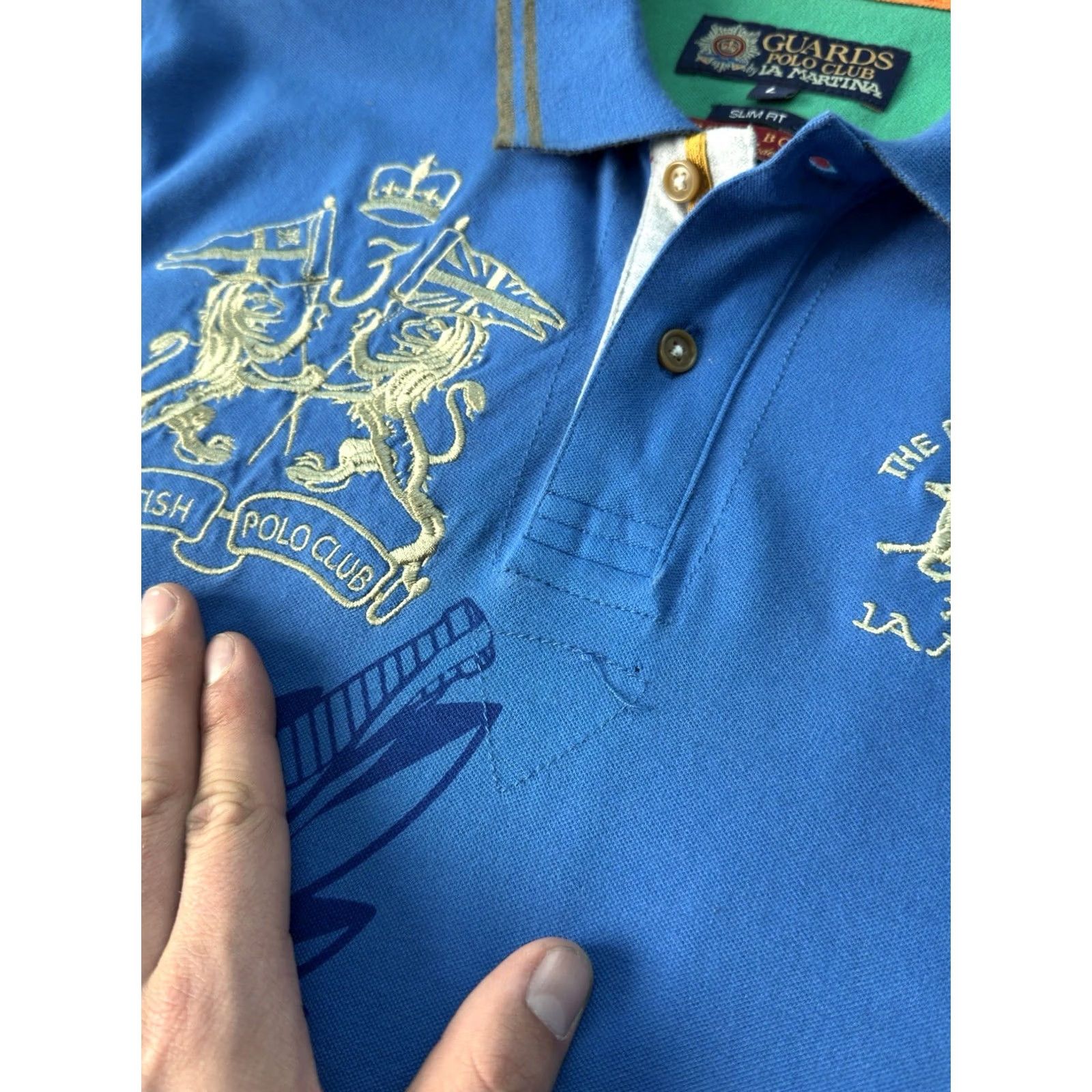 La Martina VINTAGE La Martina Guards Polo Club Big Logo Y2K Blue Polo Shirt L Men Size US L / EU 52-54 / 3 - 5 Thumbnail