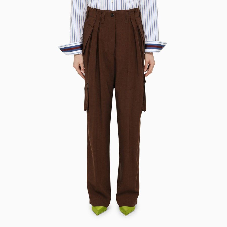 Dries Van Noten o1d2blof0824 Cargo Trousers in Brown Size 26" / US 2 / IT 38 - 1 Thumbnail