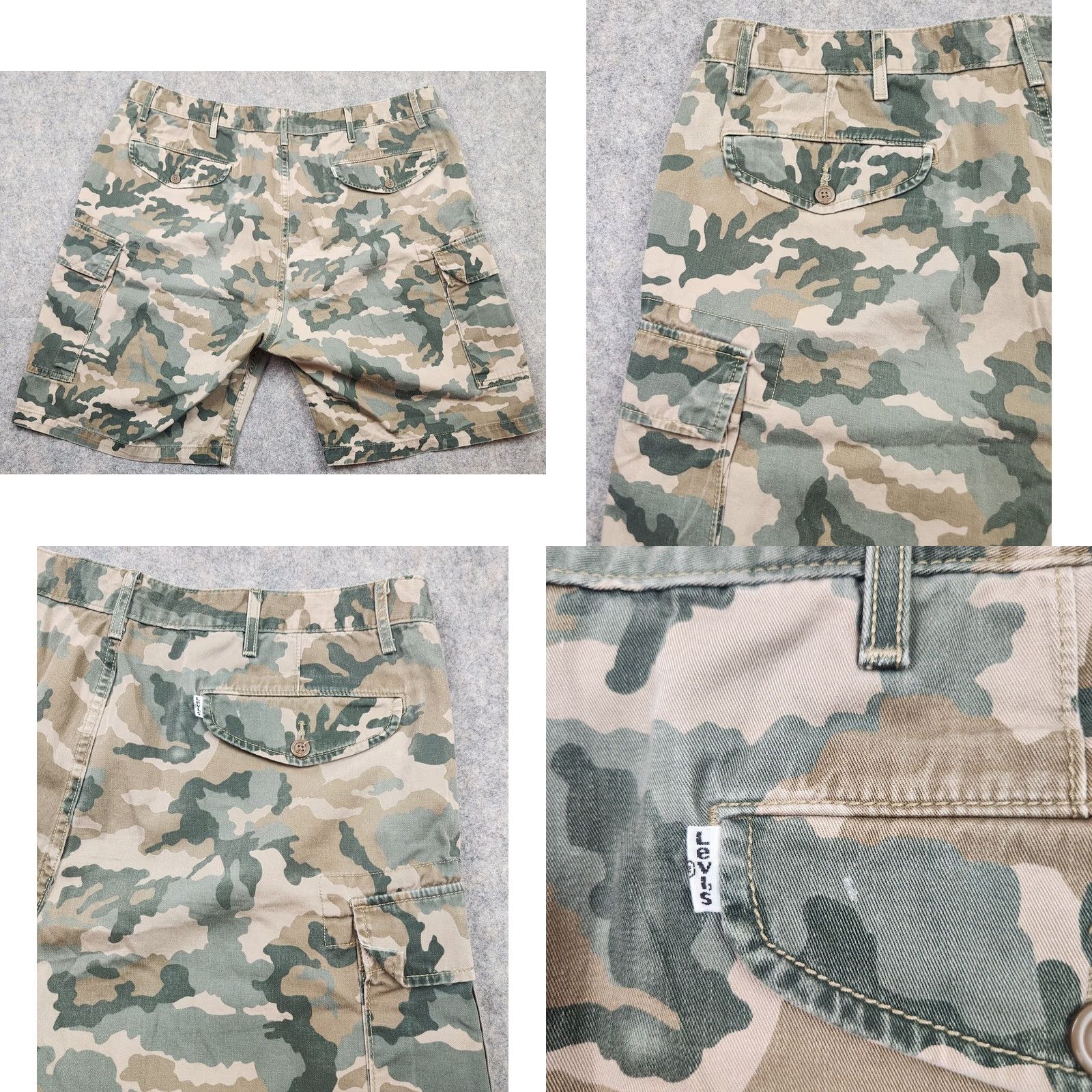 Levi's Levi's Shorts Mens 38 Cargo Camouflage Twill Canvas Cotton Regular Baggy Pockets Cargo Pocket Vintage: No? Size US 38 / EU 54 - 8 Thumbnail