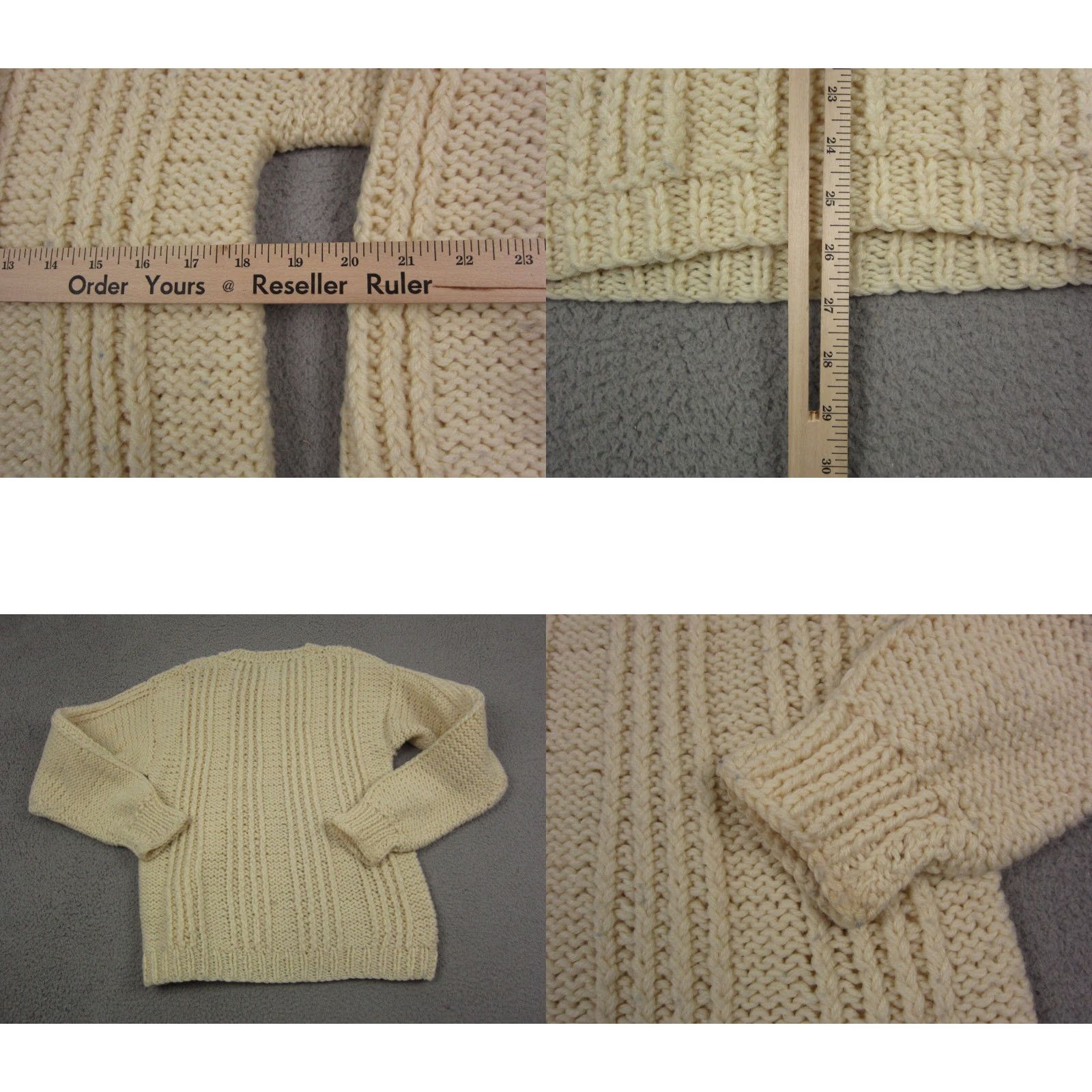 Vintage VINTAGE Wool Sweater Womens Large Ivory Wool Cable Knit Crew Neck Pullover 80s 90s USA Womens Size L / US 10 / IT 46 - 8 Thumbnail