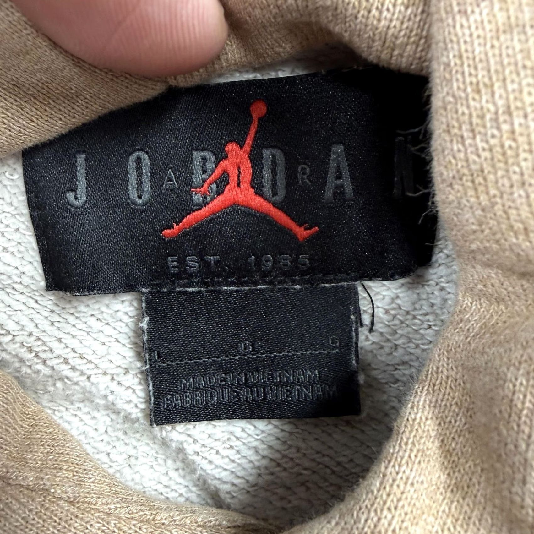 Jordan Brand Jordan Hoodie Mens L Beige Cotton Fleece Pullover Sweatshirt Jumpman Logo Size US L / EU 52-54 / 3 - 3 Thumbnail