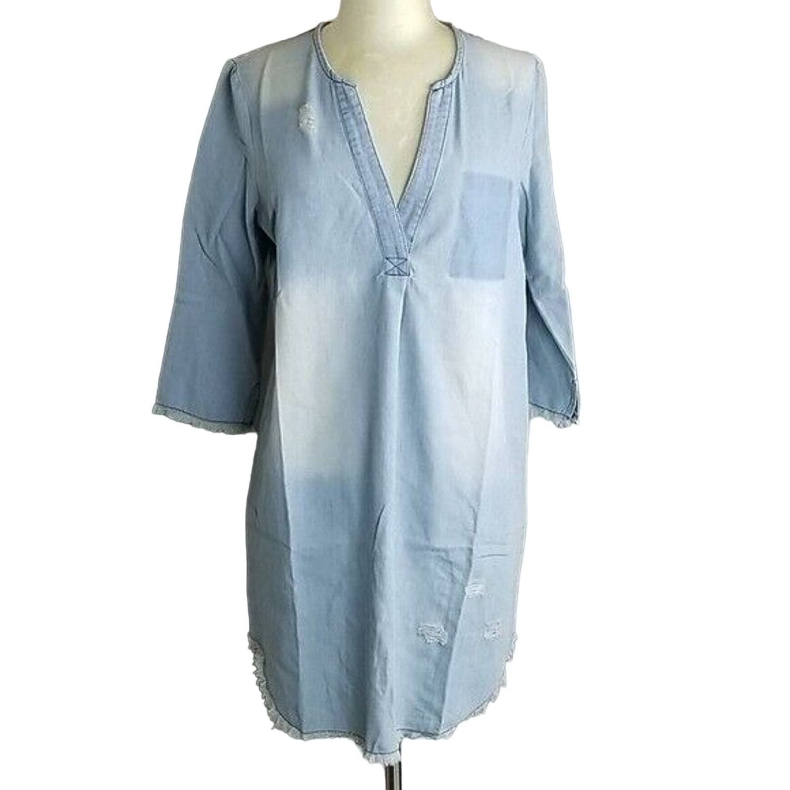 Odd Molly Oddi Shirt Women 8 Chambray Tunic Top Fringe Top Distressed Size M / US 6-8 / IT 42-44 - 1 Thumbnail