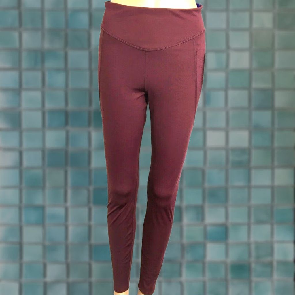 Vintage JoyLab Leggings Workout Activewear Pants S Women's Burgundy Mid Rise Stretch Size 28" / US 6 / IT 42 - 1 Thumbnail