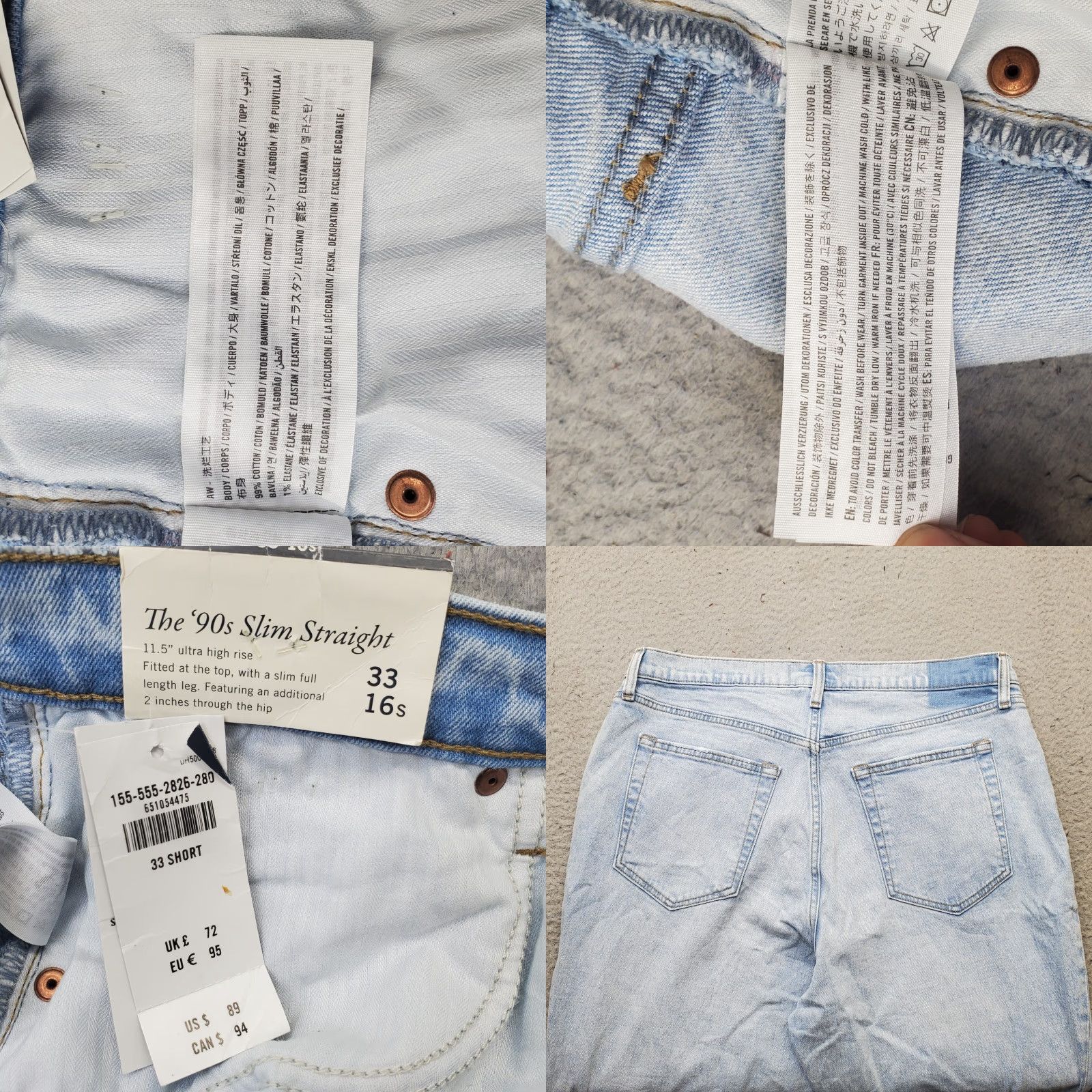 Abercrombie & Fitch Abercrombie & Fitch Jeans Womens Size 33 Blue Denim 90s Straight Ultra High Rise Size 24" / US 00 / IT 34 - 8 Thumbnail