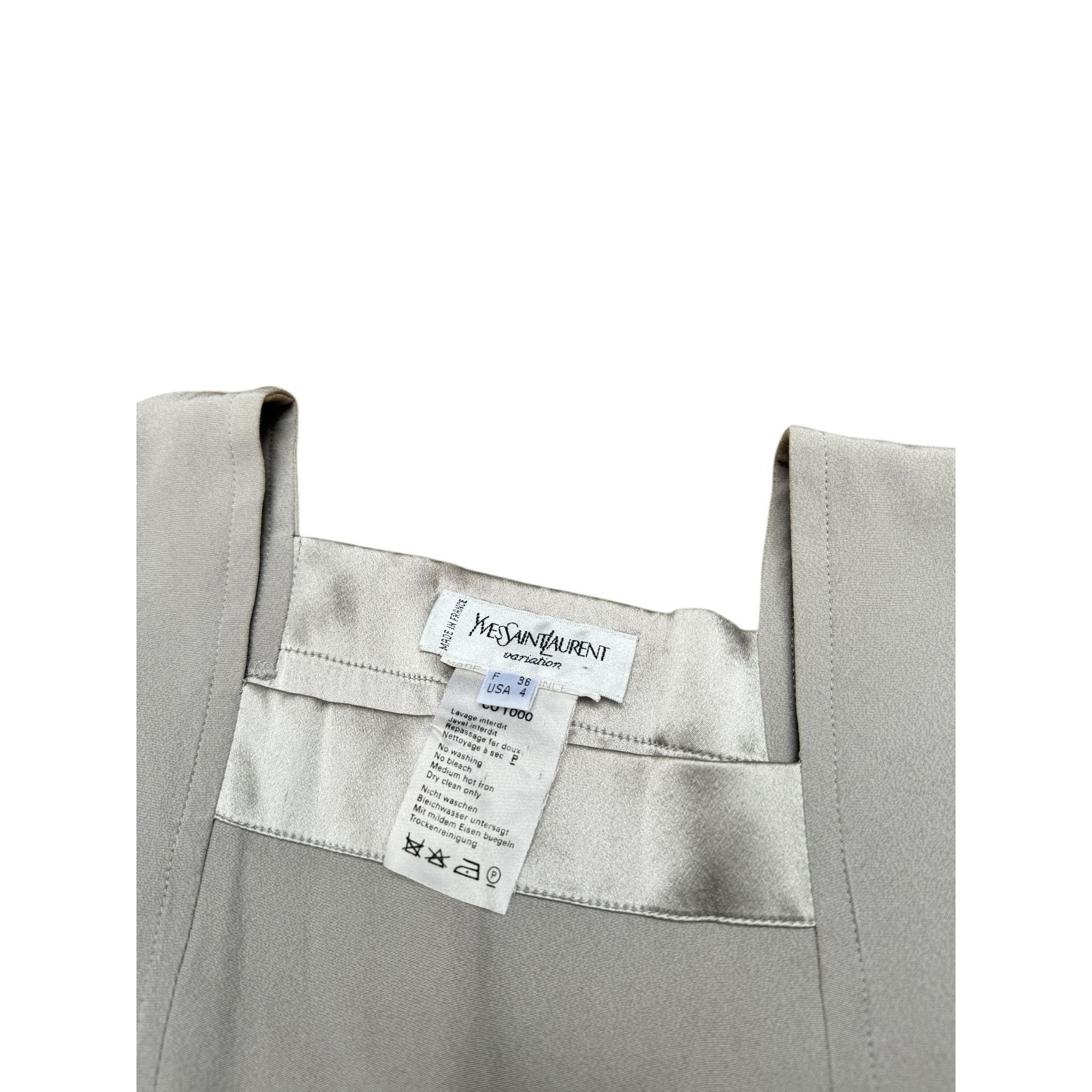 Yves Saint Laurent 1990s Grey Silk T-shirt Top Size S / US 4 / IT 40 - 4 Thumbnail