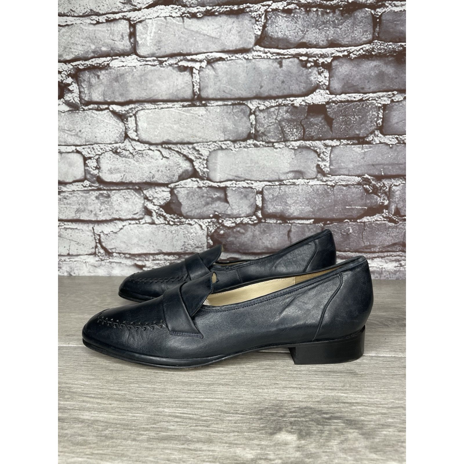 Barker Barker Flex Fine English Shoes Navy Blue Leather Loafers Wom Size US 7.5 / IT 37.5 - 1 Thumbnail