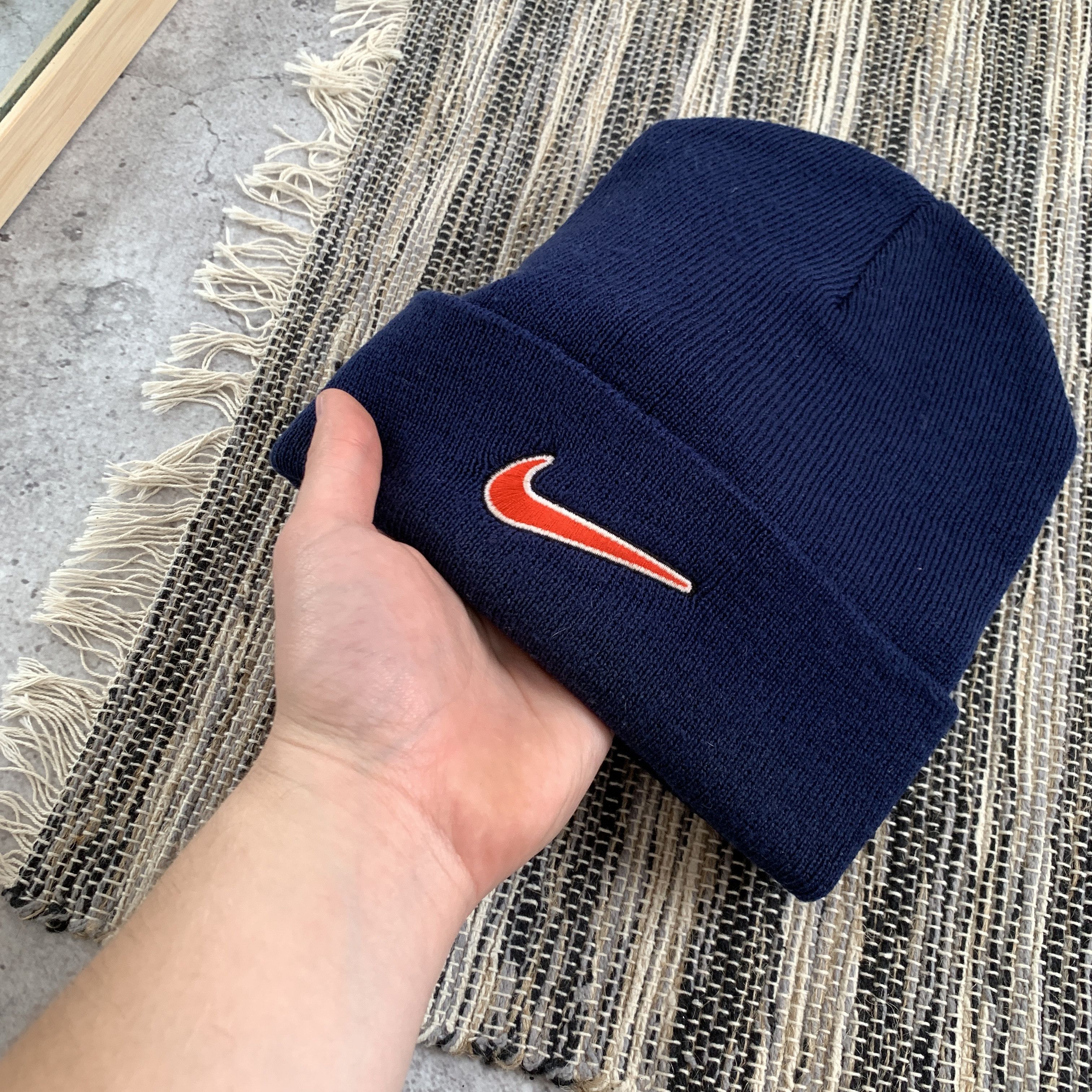 Nike Vintage Nike 90s Icon Swoosh Blue Beanie Winter Hat Cap Size ONE SIZE - 3 Thumbnail