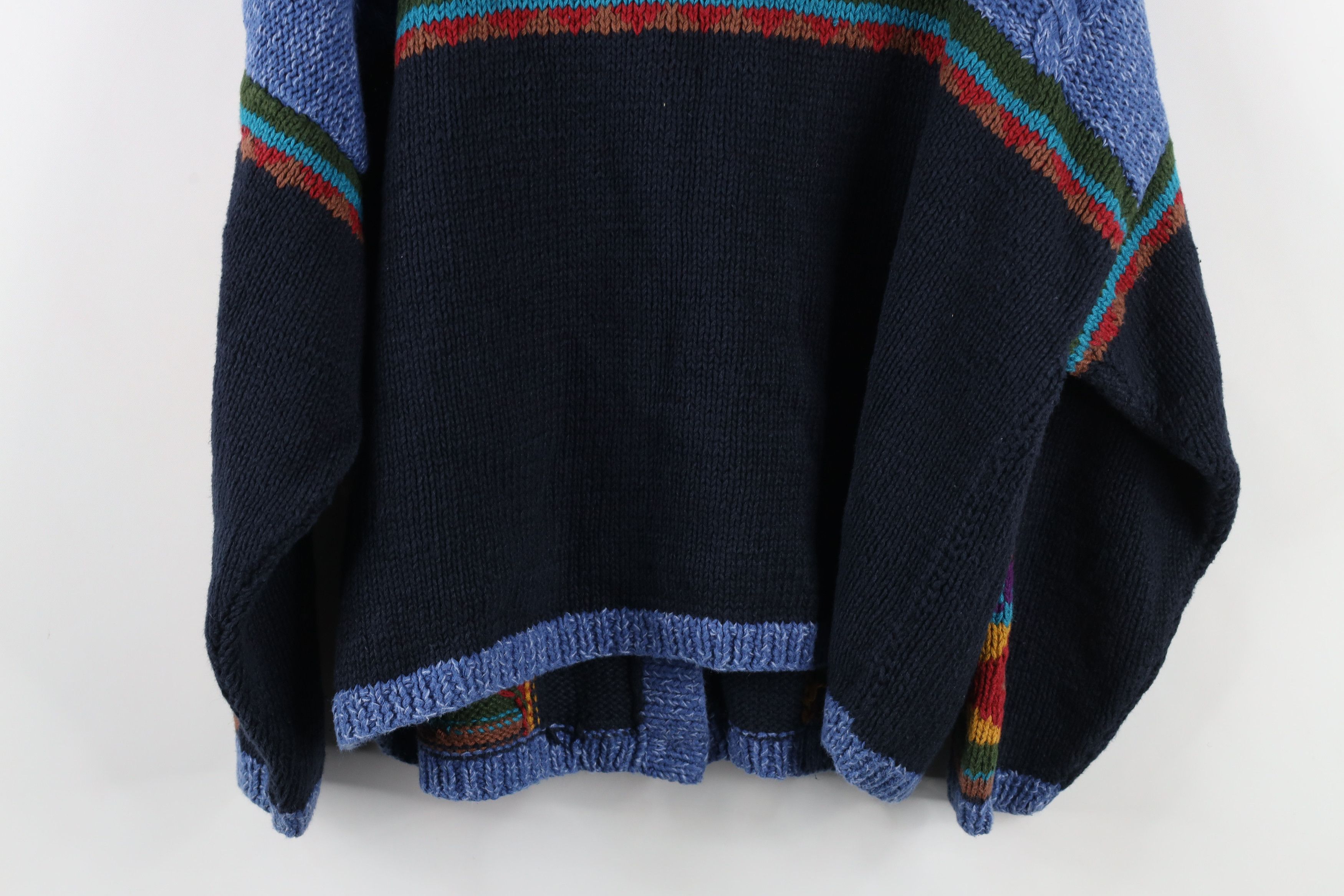 Vintage Vintage 90s Streetwear Rainbow Cable Knit Cardigan Sweater Size XL / US 12-14 / IT 48-50 - 11 Thumbnail
