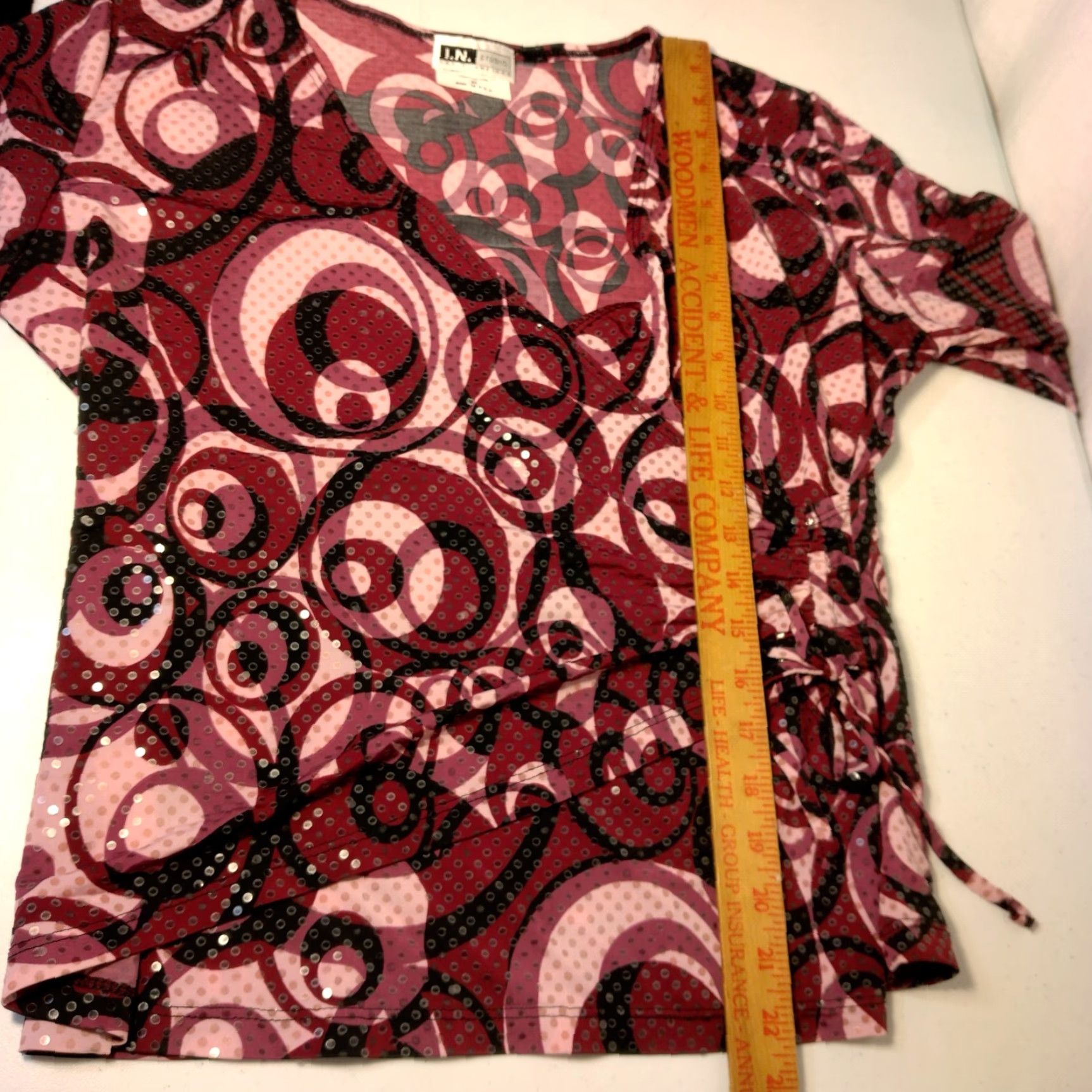 Vintage VINTAGE I.N. Studio Faux Wrap Shirt Womens XL Purple Sequin Swirl 3/4 Sleeve Y2K Vintage Theme Women Menoplace? Size XL / US 12-14 / IT 48-50 - 4 Thumbnail