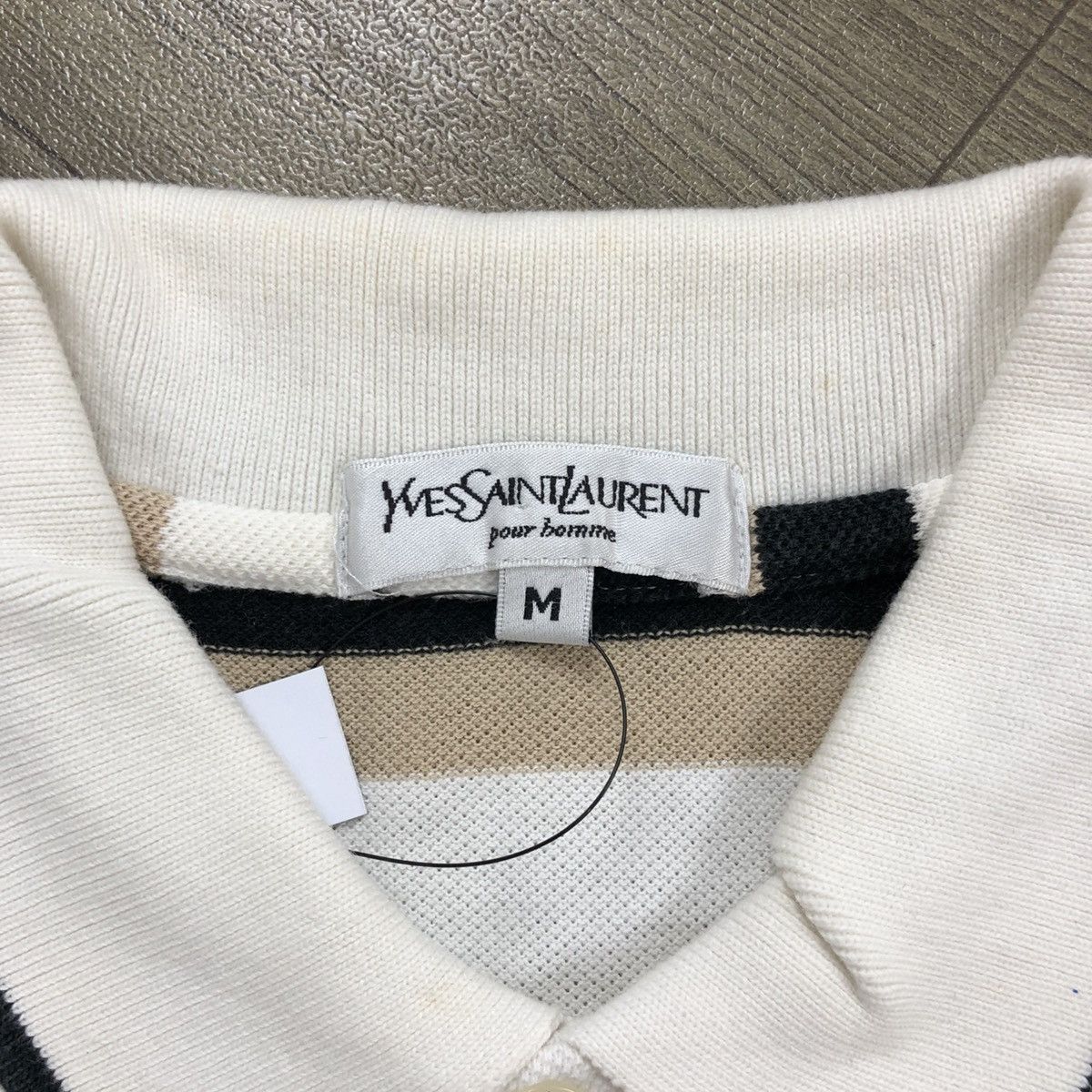 Vintage Luxury Yves Saint Laurent Pour Homme YSL Striped Polo Shirt Size US M / EU 48-50 / 2 - 5 Thumbnail