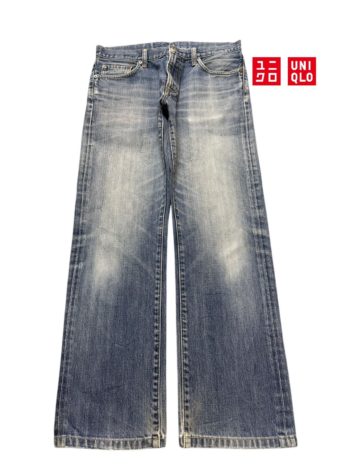 Uniqlo Vintage Japanese Uniqlo Blue Faded Wash Regular Straight Leg Size US 32 / EU 48 - 1 Thumbnail