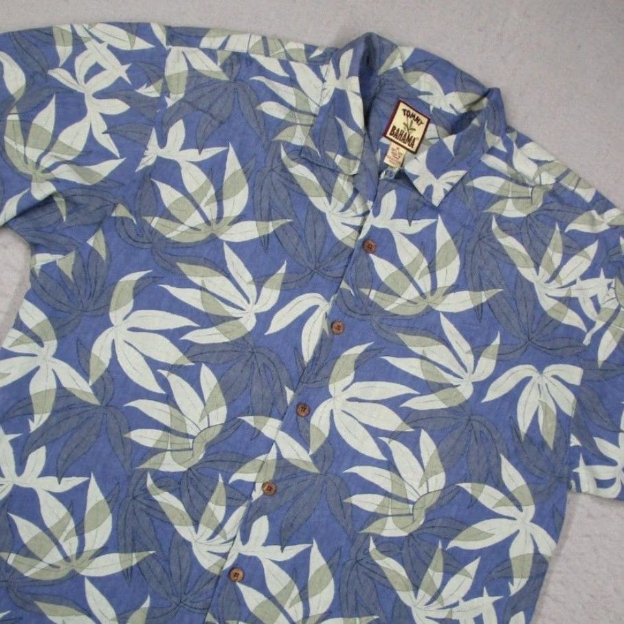 Tommy Bahama VINTAGE Tommy Bahama Shirt Mens XL Blue Silk Short Sleeve Hawaiian Floral Casual Packing Cold Weather Size US XL / EU 56 / 4 - 2 Thumbnail
