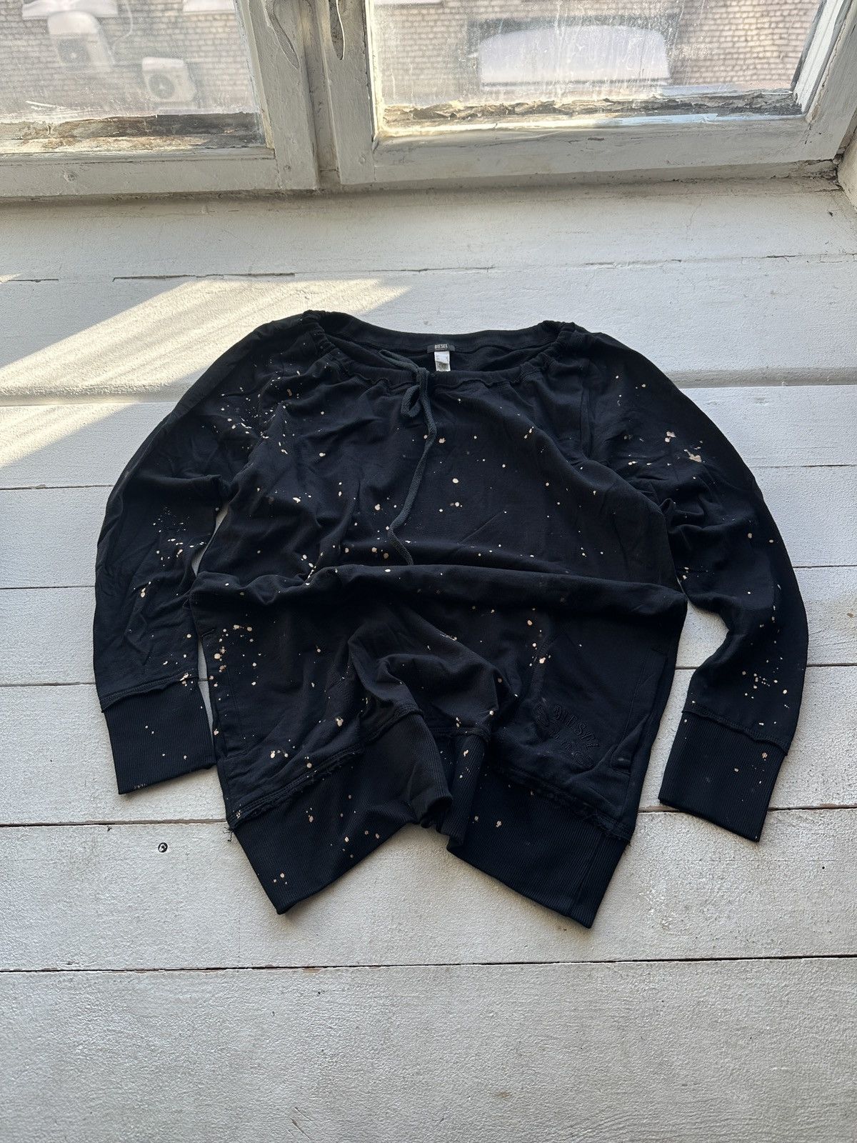 Diesel 🚨90s Diesel black stains distressed Washed Zip Sweatshirt Size S / US 4 / IT 40 - 1 Thumbnail