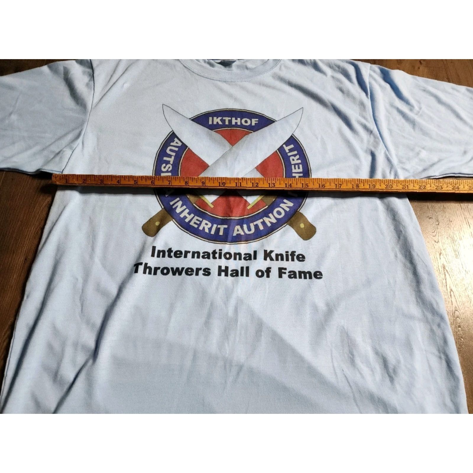 Doublet Vapor Mens XL International Knife Throwers Hall Of Fame T Shirt Double Sided Blue Crew Neck Long Sleeve Polyester Blend Regular Mens XL T-Shirt Size US XL / EU 56 / 4 - 3 Thumbnail
