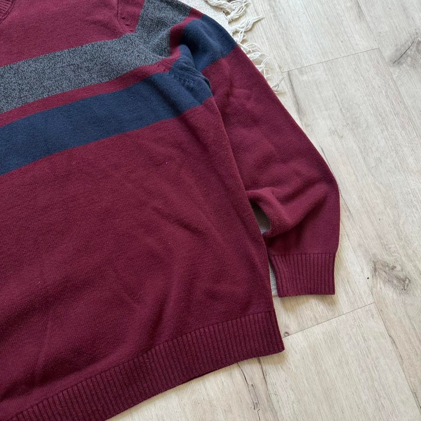 Vintage Vintage Y2K Navy Red baggy oversized Raw Knit Skater Sweater Size US XXL / EU 58 / 5 - 5 Thumbnail