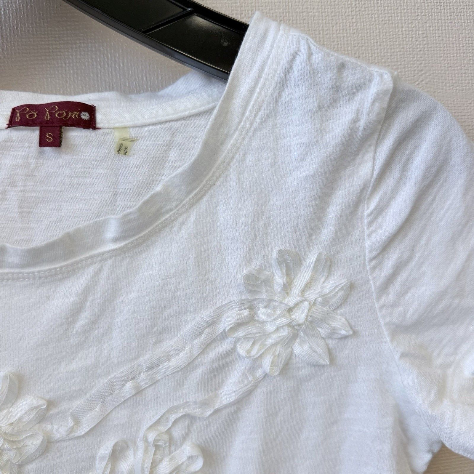 Other Po Pori White 3D Floral Appliqué Tee Boho Cotton Top S Size S / US 4 / IT 40 - 7 Thumbnail