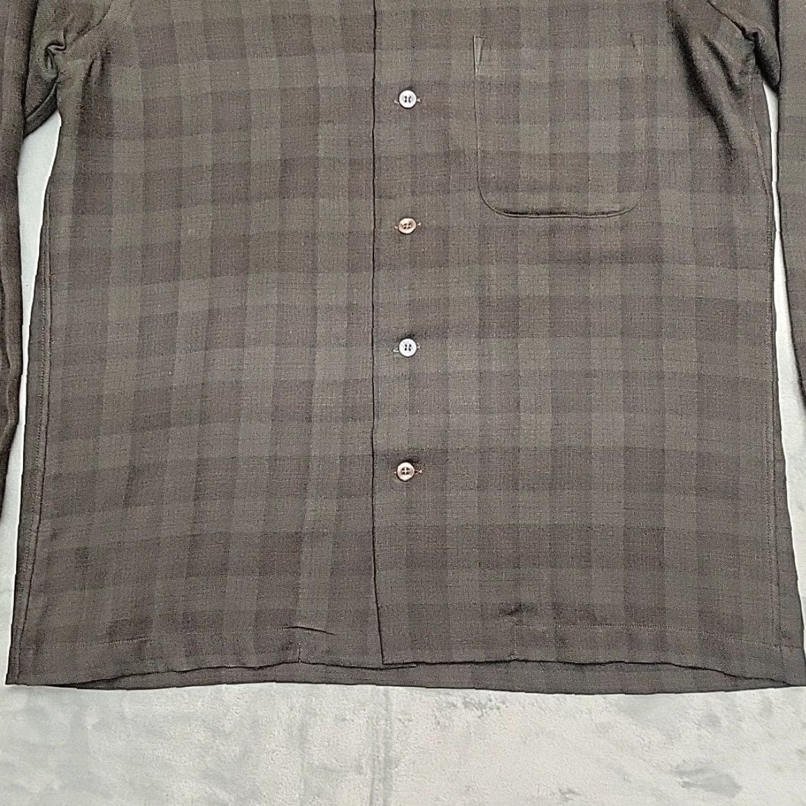 Vintage VTG Lanerossi Shirt Mens L Green Brown Plaid Wool Loop Collar 60s Button-Up Size US L / EU 52-54 / 3 - 2 Thumbnail