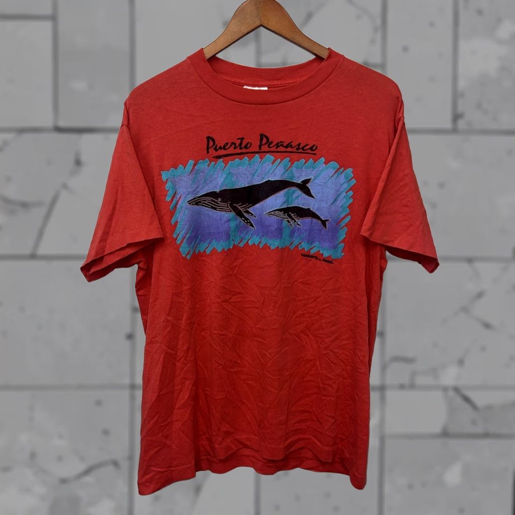 Vintage VTG SINGLE STITCH Red Puerto Penasco WHALE T-Shirt Mens Size L Size US L / EU 52-54 / 3 - 1 Thumbnail