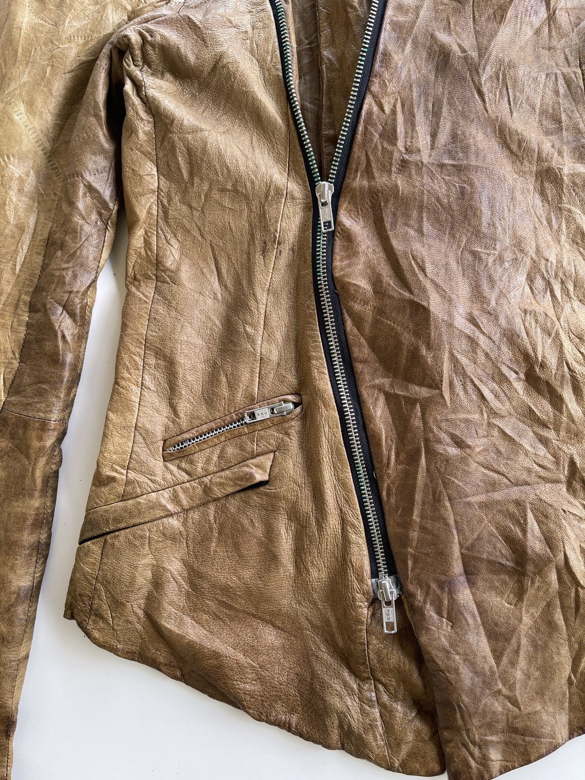 Ekam Ekam Asymmetrical Goatskin Zip Up Jacket Size US S / EU 44-46 / 1 - 14 Thumbnail