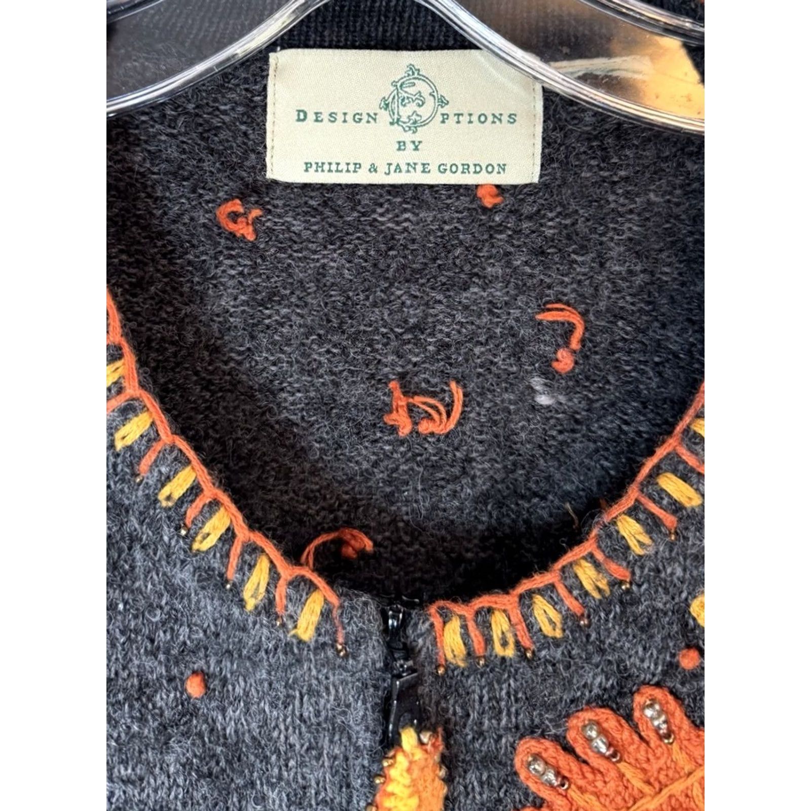Vintage Design Options Cardigan Sweater Women’s Large Embroidered Full Zip Long Sleeve Size L / US 10 / IT 46 - 5 Thumbnail