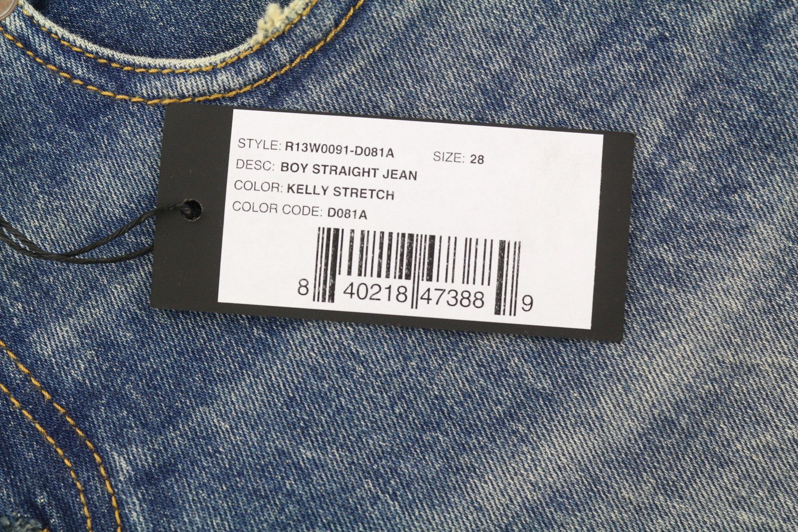 R13 BOY STRAIGHT 28 Cropped Washed Kelly Stretch 84489 Size 28" / US 6 / IT 42 - 7 Thumbnail