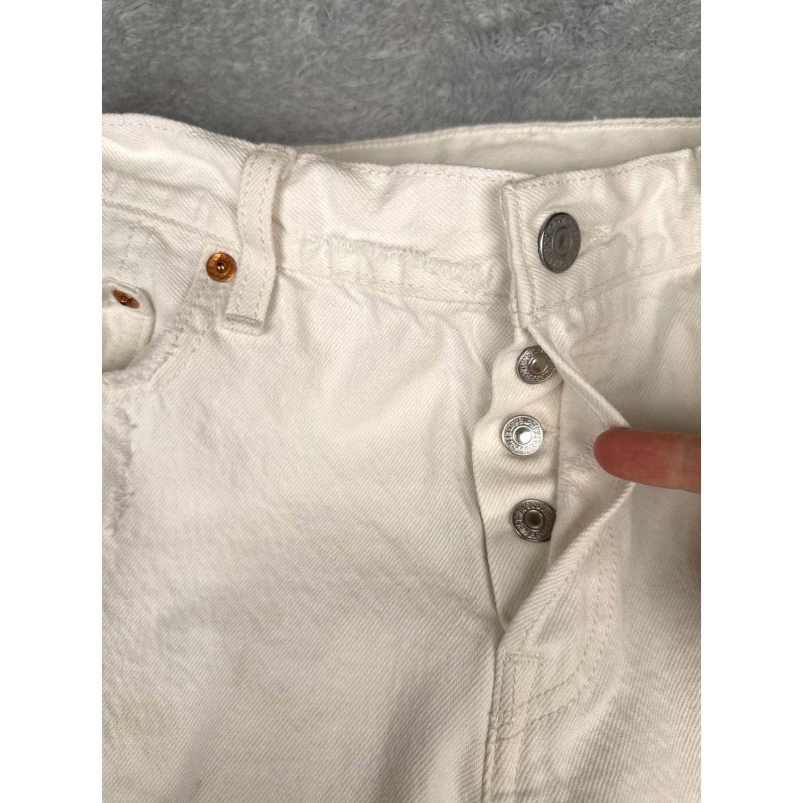 Levi's Levi's 501 CT Jeans Womens W30 L32 High Rise Distressed White 100% Cotton Regular Tapered Jeans - Levi's 500 Series 501 CT Womens Clothing Size 30" / US 8 / IT 44 - 5 Thumbnail