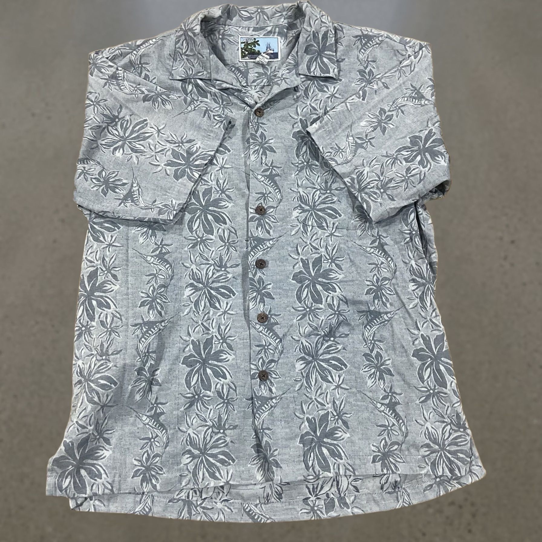 Vintage AFTCO Shirt XL Blue Button-Up Collared Short Sleeve Loop Collar Fish Boats Marlin Pockets All Seasons Casual Mens Size US XL / EU 56 / 4 - 1 Thumbnail