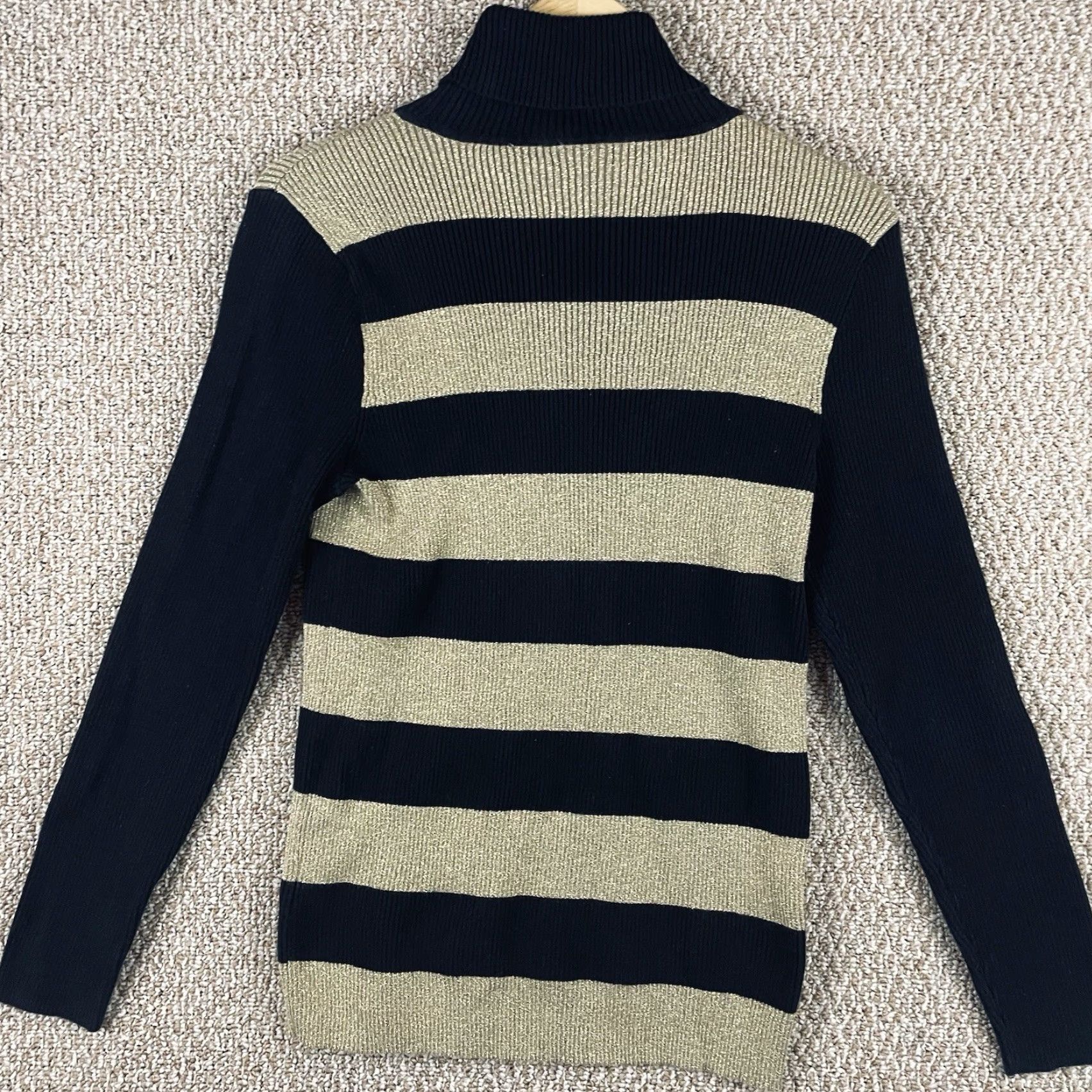 Ralph Lauren Ralph Lauren Sweater Women XL Turtleneck Striped Black Cotton Blend Knit Pullover Plus Size Y2K 90s Dark Academia Vintage No Womens A93 Size XL / US 12-14 / IT 48-50 - 3 Thumbnail