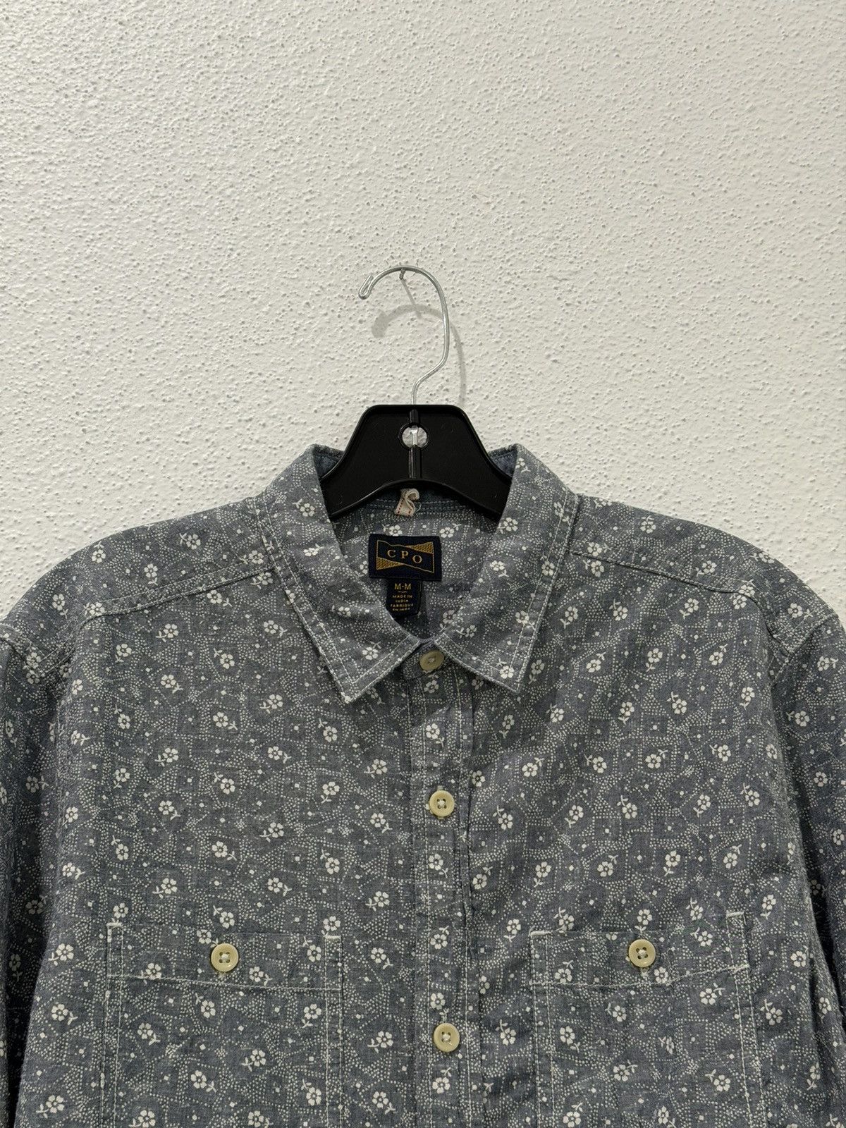 CPO CPO Button Up Shirt Men's Medium Blue White Flower Pattern Size US M / EU 48-50 / 2 - 2 Thumbnail