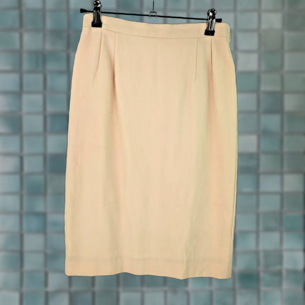 Vintage VINTAGE Laurel Beige Casual Pleated Straight & Pencil Skirt 34 Womens Wool Knee Length Zip Size 24" / US 00 / IT 34 - 1 Thumbnail