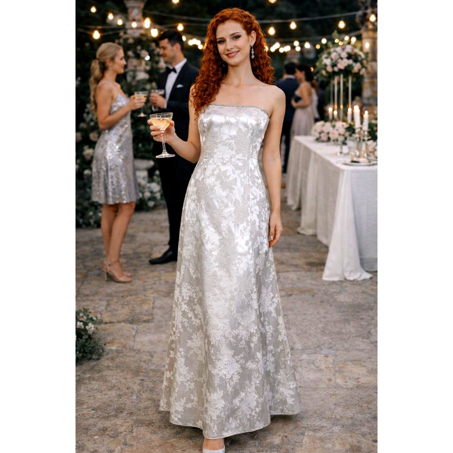 Other Jump Apparel Co Wendye Chaitin White Gown 9/10 Jr 8 Women’s Size M / US 6-8 / IT 42-44 - 1 Thumbnail