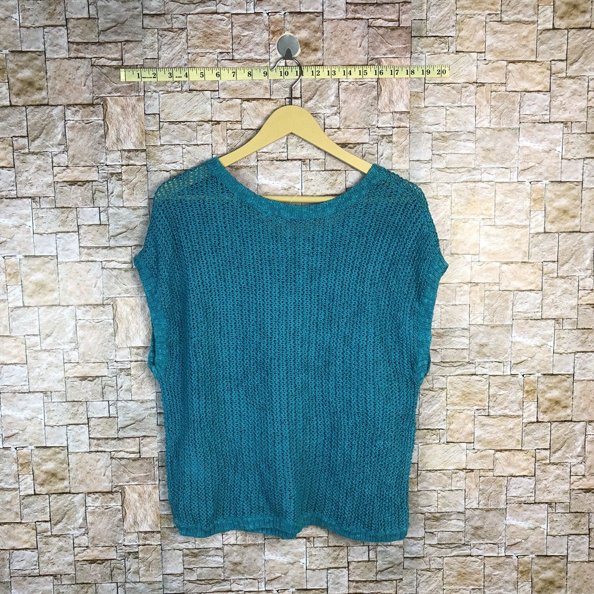 Uniqlo Blue crochet mesh net sleeveless Knitwear #A789