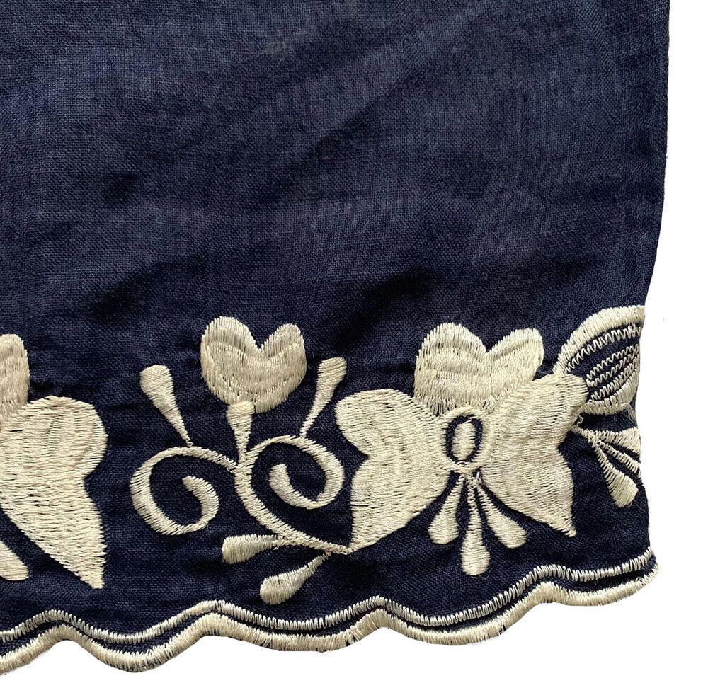 Designer Pre Owned Marine Blue Beige Embroidered Hand Made Blouse S Size S / US 4 / IT 40 - 5 Thumbnail