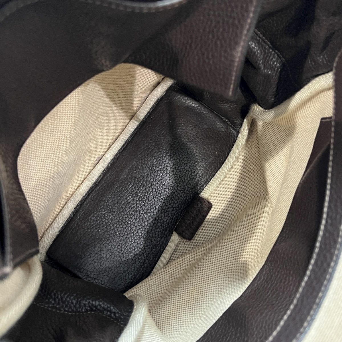 Hermes HERMÈS Tibet Vertical Shoulder Bag Toile H Beige × Brown Size ONE SIZE - 7 Thumbnail