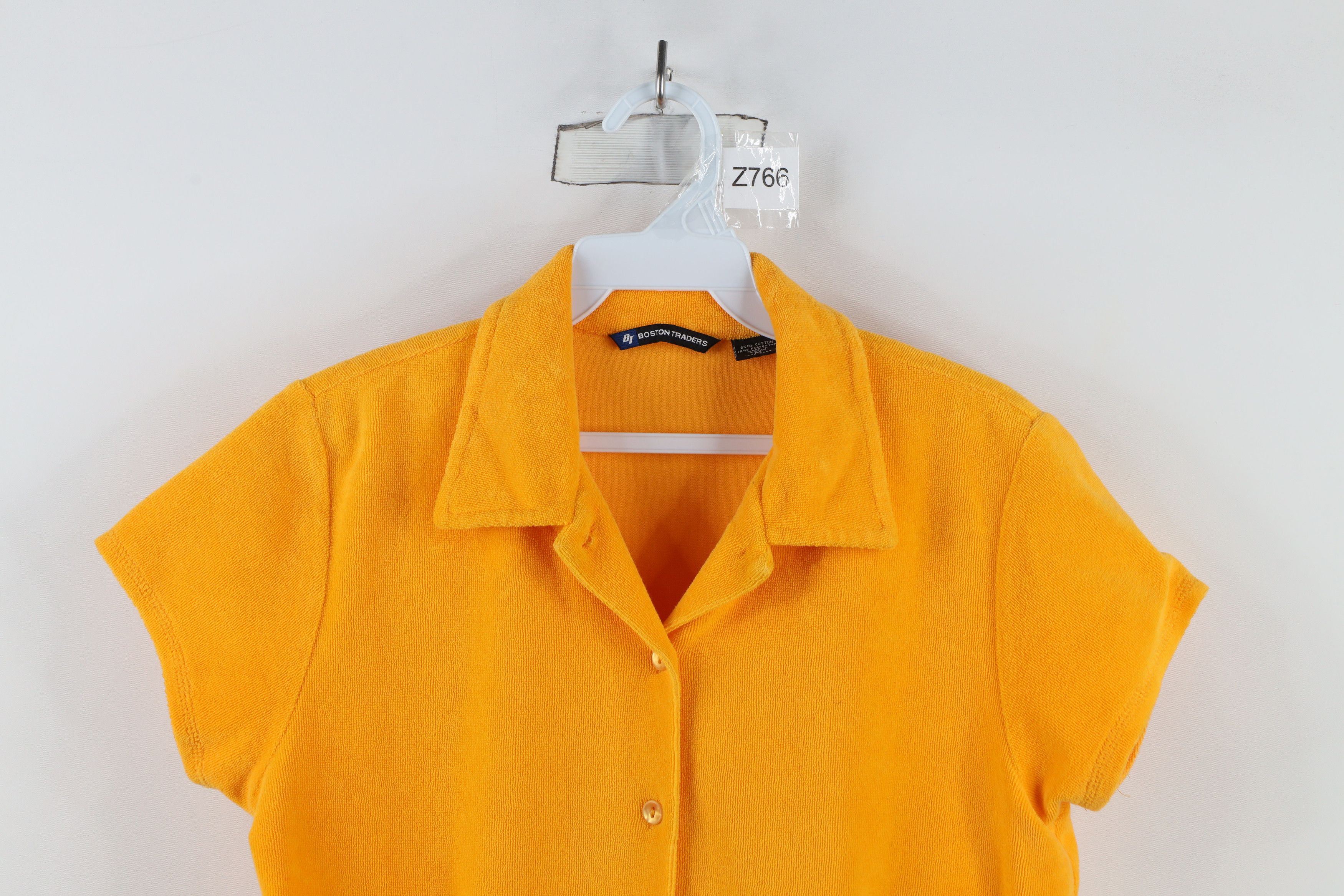 Vintage Vintage 90s Y2K Terry Cloth Cropped Button Shirt Yellow Size M / US 6-8 / IT 42-44 - 2 Thumbnail