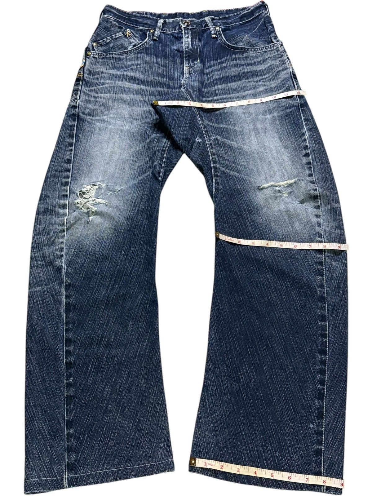 Edwin × Japanese Brand Exclusive Vintage Edwin Buckle Back Ripped Baggy Jeans Size US 29 - 14 Thumbnail