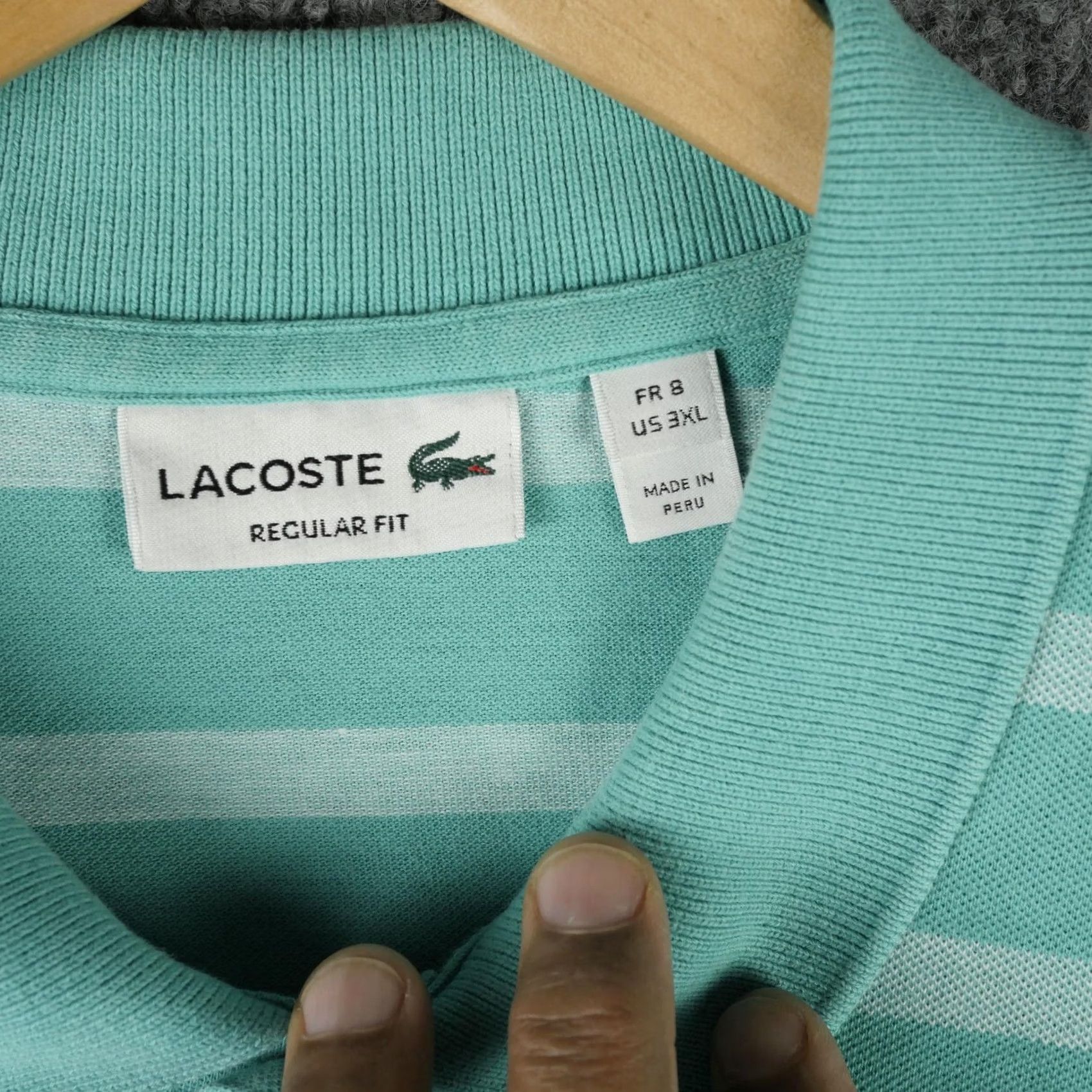 Lacoste Lacoste Polo Shirt Mens 3XL Green White Striped Regular Fit Big Logo Crocodile Size US XXL / EU 58 / 5 - 3 Thumbnail