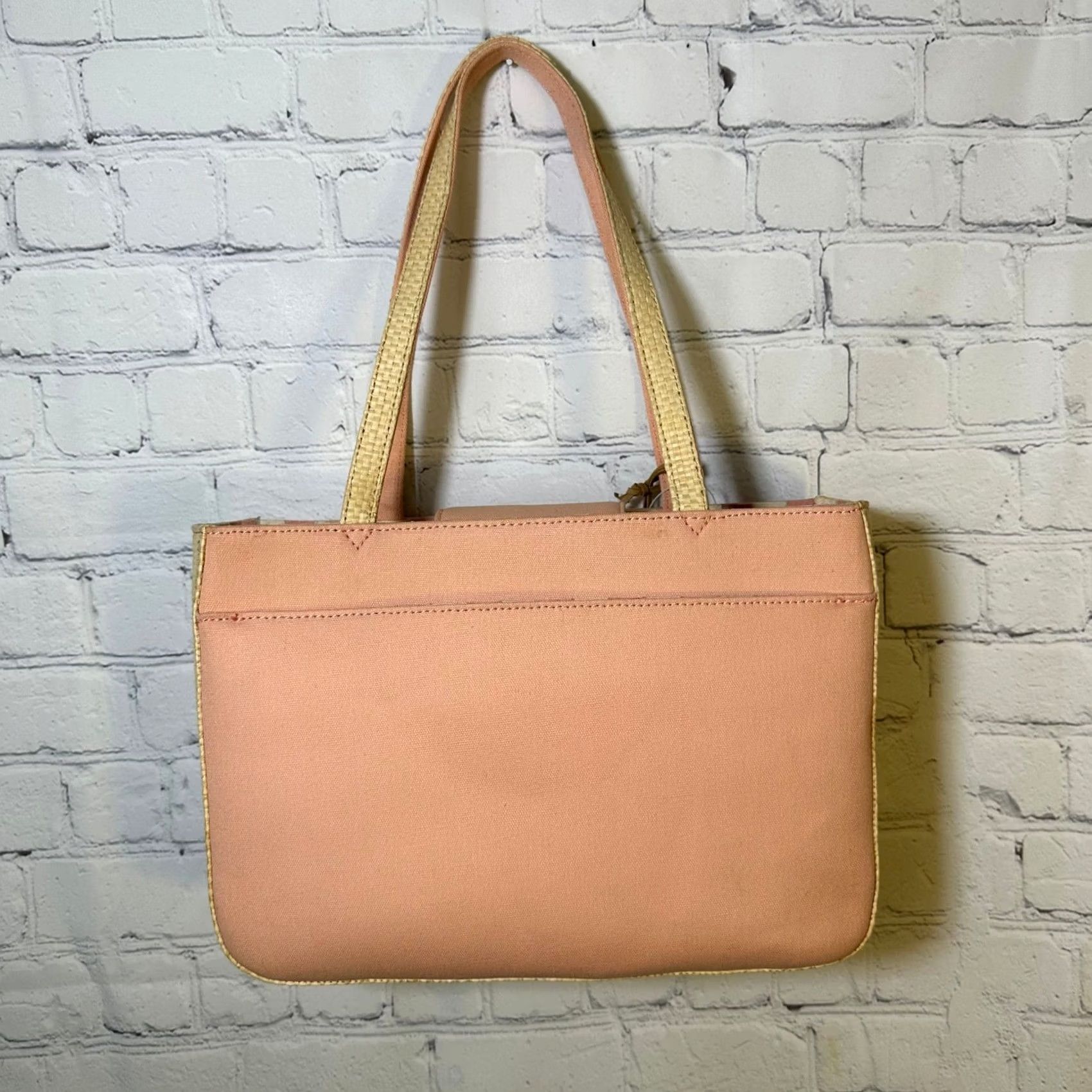 Fossil Fossil Nottinghill Shopper Tote Pink Canvas Straw Gingham Lining Multicolor Inner Pockets Womens Medium Accessories Bag Charm Key Size ONE SIZE - 6 Thumbnail